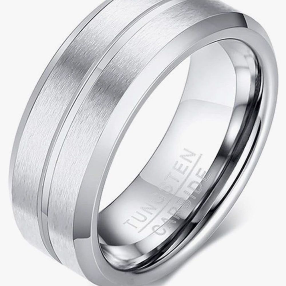 Silver Tungsten Carbide Men's Ring